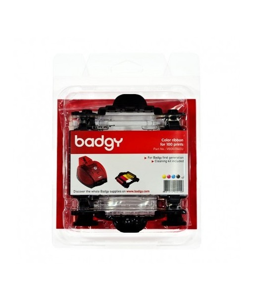 Pack consommable Ruban Badgy200 YMCKO (100 Impressions) + 100 Cartes PVC - Réf. CBGP0001C