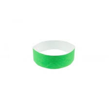 Lot de 100 Bracelets Tyvek Vert Fluo 19mm en Papier Indéchirable (Réf. ICA1475044)